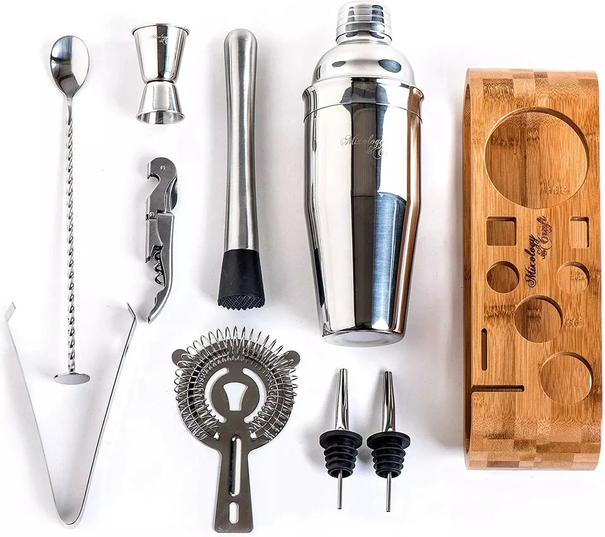 Xclusive-lifestyle® Luxe Cocktail Set - 16-Delige Cocktailset - Cocktail Shaker - 750ml - Robuuste Bamboe Houder - Nederlandstalig Receptboekje En RVS Cocktailrietjes - Luxe Cadeauverpakking - Een Uniek Kado 11 Xclusive-lifestyle® Luxe Cocktail Set - 16-Delige Cocktailset - Cocktail Shaker - 750ml - Robuuste Bamboe Houder - Nederlandstalig Receptboekje En RVS Cocktailrietjes - Luxe Cadeauverpakking - Een Uniek Kado - Afbeelding 11