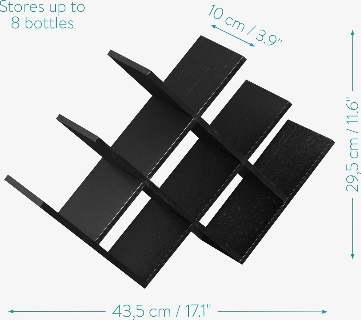 Navaris Bamboe Wijnrek 8 Sleuven - Houten Wijnstandaard Voor Het Organiseren En Bewaren Van Flessen - Zwart 7 Navaris Bamboe Wijnrek 8 Sleuven - Houten Wijnstandaard Voor Het Organiseren En Bewaren Van Flessen - Zwart - Afbeelding 7