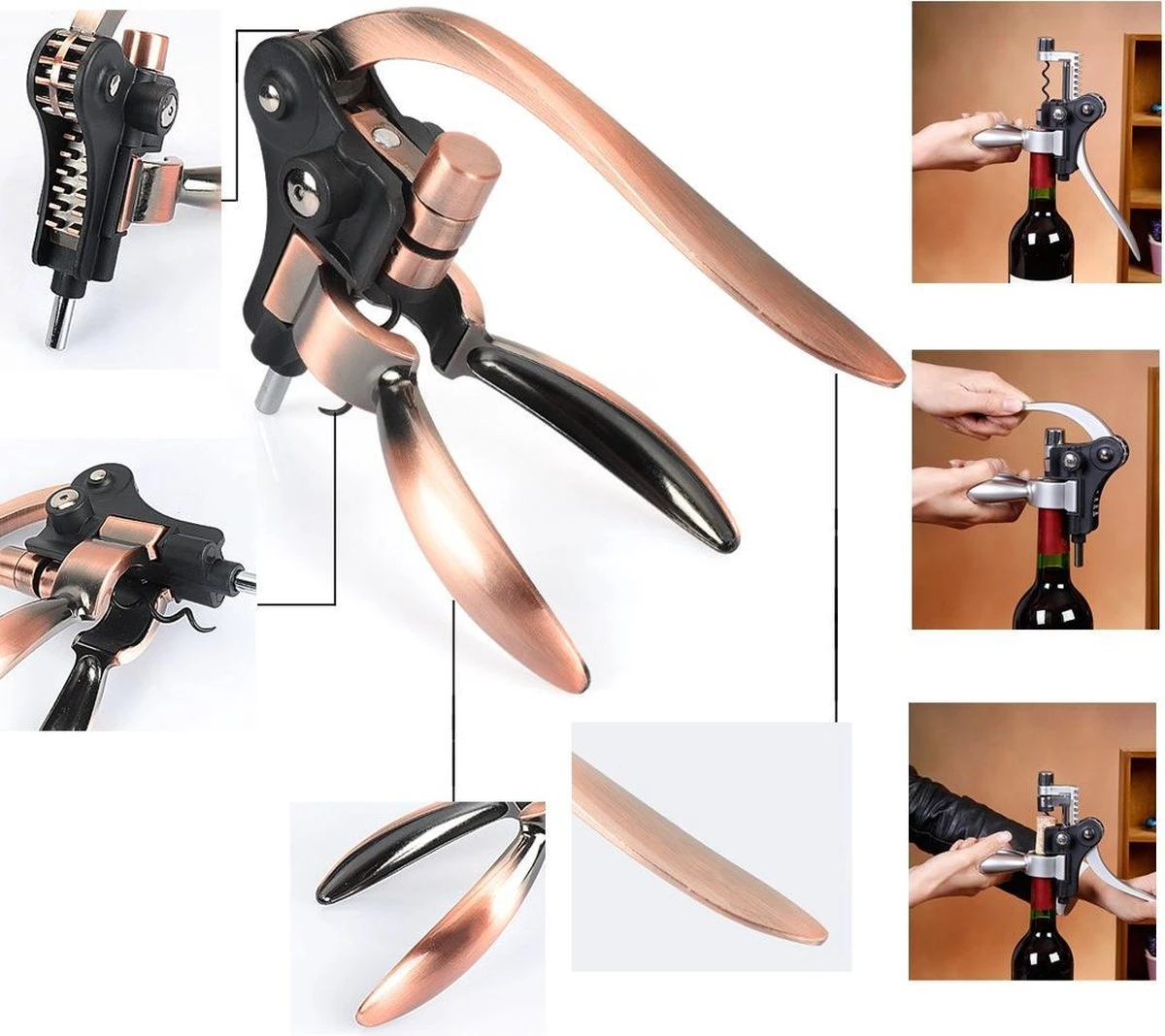 MD-Goods ® Kurkentrekker + Wijn Accessoires Giftbox – Wijnopener Set – Flesopener – Schenktuit – Corkscrew – Cadeautip – Leder – Zwart 8 MD-Goods ® Kurkentrekker + Wijn Accessoires Giftbox – Wijnopener Set – Flesopener – Schenktuit – Corkscrew – Cadeautip – Leder – Zwart - Afbeelding 8