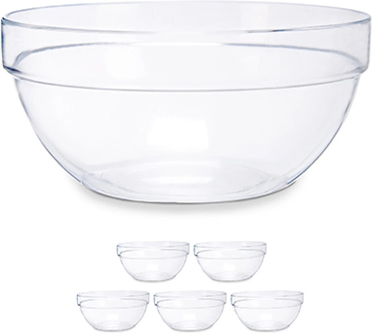 Set Van 6x Stuks Glazen Salade/dessert/sauzen Schaaltjes/kommetjes 10.5 X 4.5 Cm - Schalen/kommen Van Glas 1 Set Van 6x Stuks Glazen Salade/dessert/sauzen Schaaltjes/kommetjes 10.5 X 4.5 Cm - Schalen/kommen Van Glas
