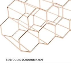 Wijnrek Hexagon 9 Flessen | Flessenrek | Wijn Accessoires | Wijnkast | Wijnrek Metaal | Wijnrekken | Wijnfleshouder | Wijnhouder | Rosé Goud -Kookgerei Koning Verkoop 1200x1077 10