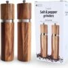 Luxe Peper En Zoutmolen Set - Pepermolen - Acacia Hout - RVS - 21cm Rond