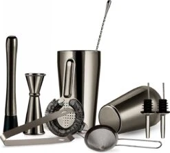 YONO Cocktail Set 10-Delig - RVS Cocktailshaker 800ml Met Bar Accessoires - Space Grey