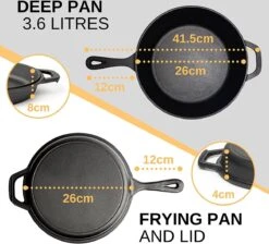 Nuovva 2-in-1 Gietijzeren Steelpan En Braadpan Of Grillplaat Met Dubbel Functie Koekenpan Deksel - 3 Liter - 26cm 9 Nuovva 2-in-1 Gietijzeren Steelpan En Braadpan Of Grillplaat Met Dubbel Functie Koekenpan Deksel - 3 Liter - 26cm -Kookgerei Koning Verkoop 1200x1086 12