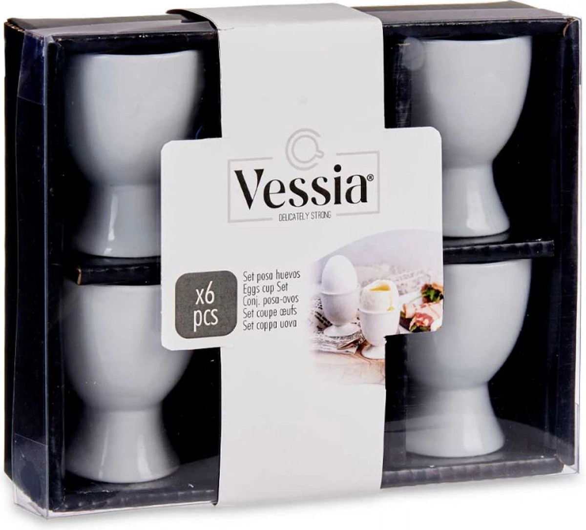 Eierdopjes – Set Van 6 Stuks – Porselein – Wit 2 Eierdopjes – Set Van 6 Stuks – Porselein – Wit - Afbeelding 2