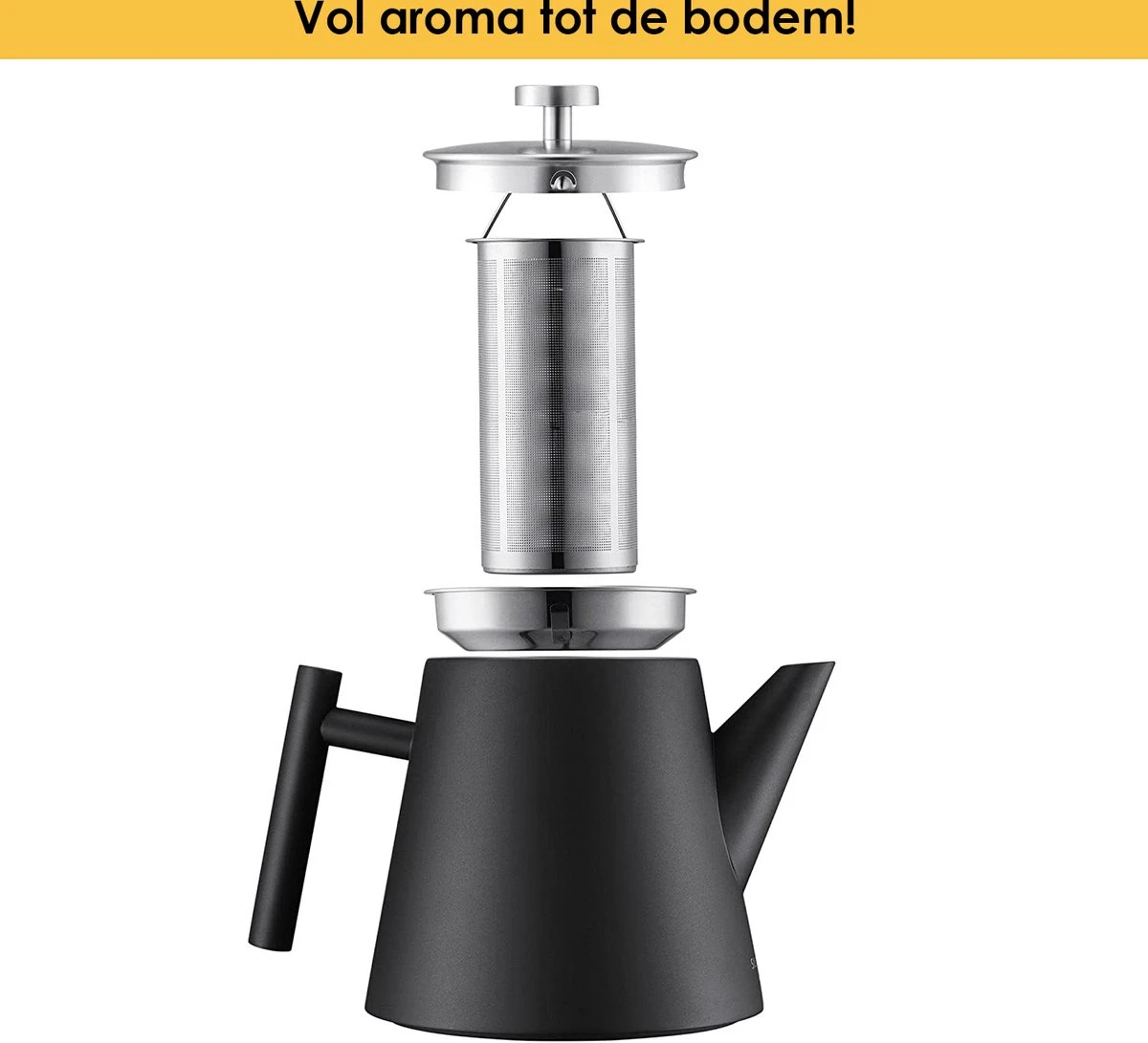 Silberthal - Theepot Met Filter - 1 L - RVS Dubbelwandig - Zwart - Cadeau 5 Silberthal - Theepot Met Filter - 1 L - RVS Dubbelwandig - Zwart - Cadeau - Afbeelding 5