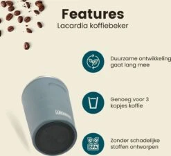 LaCardia Koffiebeker To Go Premium Blauw – Thermosbeker – Theebeker – 380ML – Herbruikbaar -Kookgerei Koning Verkoop 1200x1095