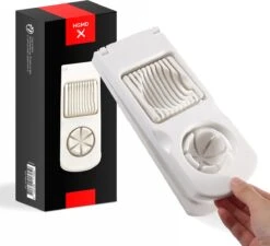 HGMD® Eiersnijder 2 In 1 - Wit - Roestvrij Staal - Vaatwasser Bestendig - Champignonsnijder - Eiersnijder Rvs - Eiersnijder Vaatwasserbestendig