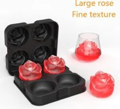 TDR - Siliconen Ijsblokjesvorm - Ijsbal Maker Met Deksel - Ijsklontjes Maken - 4 Vormen - Thema: Roos