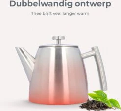 Vaja® Theepot Camille Met Filter - Zilver - 1.0L - RVS Dubbelwandig - Theekan -Kookgerei Koning Verkoop 1200x1099 4