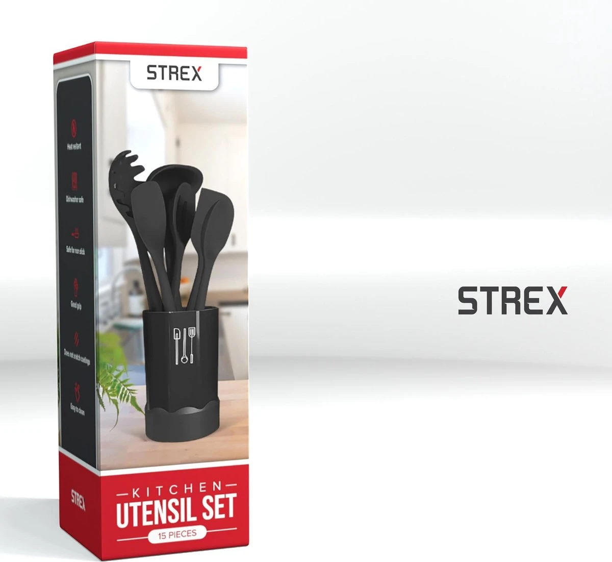 Strex Keukengerei Set Met Houder 15 Delig - Hittebestendig / BPA Vrij / Siliconen - Keuken Gerei 11 Strex Keukengerei Set Met Houder 15 Delig - Hittebestendig / BPA Vrij / Siliconen - Keuken Gerei - Afbeelding 11