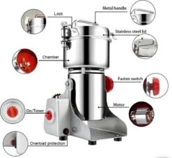 Professionele Graanmolen Elektrisch 700 Gram - Kruiden Maler - Sprice Grinder - Kruidenmolen - RVS - 2500W -Kookgerei Koning Verkoop 1200x1105 14
