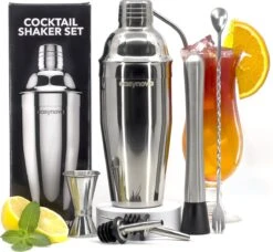 Easynova - Cocktail Shaker Set - 6 Delig - Cocktail Shaker - Cocktailset - Geschenkverpakking - Valentijn