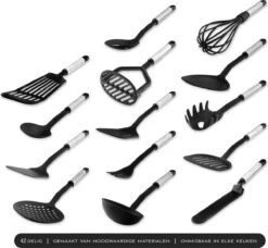 Kookgerei Set - Zwart - 42-delig - Keukengerei -Kookgerei Koning Verkoop 1200x1108 8