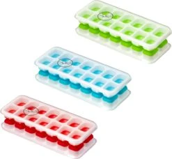 IJsblokjesvorm Siliconen Met Deksel - 3 Stuks- IJsvormpjes, Herbruikbaar - IJsblokjesmaken Zonder Morsen, BPA Vrij