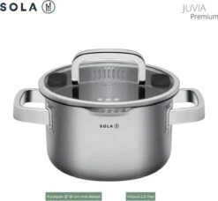 Sola Pannenset Juvia - 4 Delig - Ø 16,16,18,20 Cm - Zilver - RVS - Sandwichbodem -Kookgerei Koning Verkoop 1200x1110 8