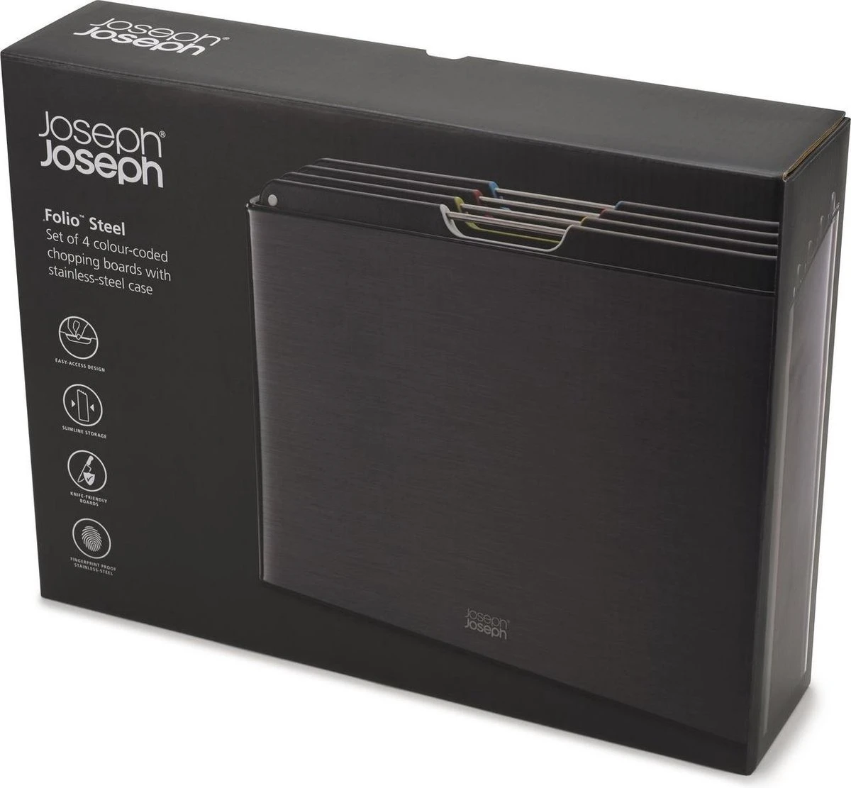 Joseph Joseph JosephJoseph - Folio - Steel - Snijplank - In Houder - Groot - Set Van 5 Stuks - Zwart 7 Joseph Joseph JosephJoseph - Folio - Steel - Snijplank - In Houder - Groot - Set Van 5 Stuks - Zwart - Afbeelding 7