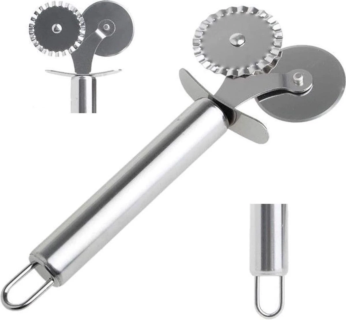 Deegwiel Dubbel RVS - Deegsnijder/Ravioli Snijder - Deegwieltje - Radeerwieltje - Radeermes - Pastawiel - Ravioli Snijder - Radeerwiel - Kartelwiel 4 Deegwiel Dubbel RVS - Deegsnijder/Ravioli Snijder - Deegwieltje - Radeerwieltje - Radeermes - Pastawiel - Ravioli Snijder - Radeerwiel - Kartelwiel - Afbeelding 4