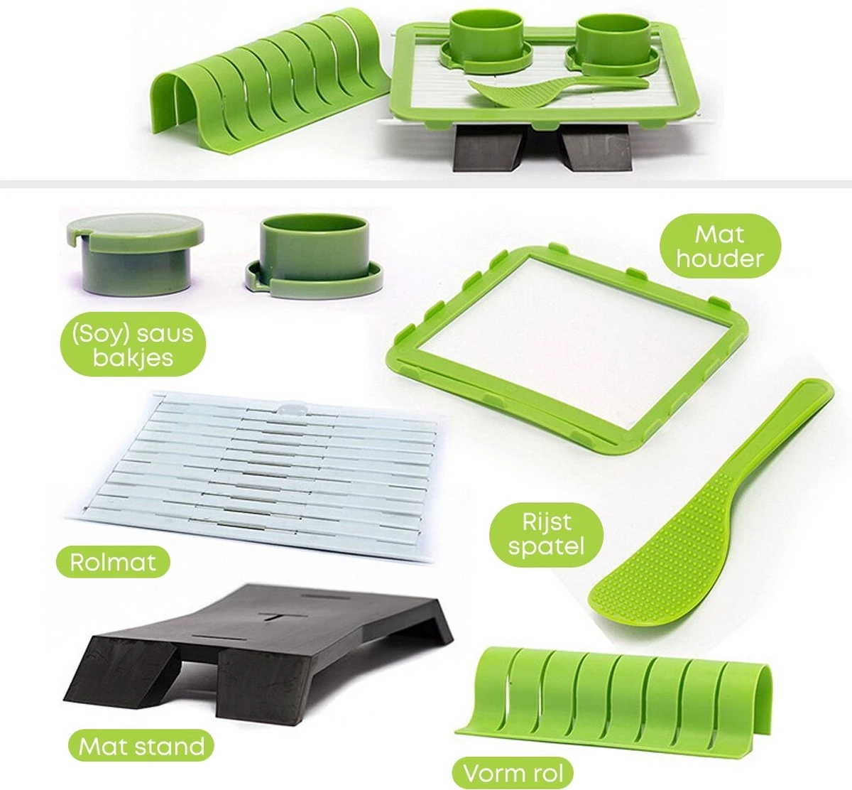 YUGN Sushi Set Sushi Kit Sushi Maker - 7 Delig Met Sushi Mat - Sushi Maken Met Heerlijke Sushi Recepten - Cadeau Tip 1 YUGN Sushi Set Sushi Kit Sushi Maker - 7 Delig Met Sushi Mat - Sushi Maken Met Heerlijke Sushi Recepten - Cadeau Tip