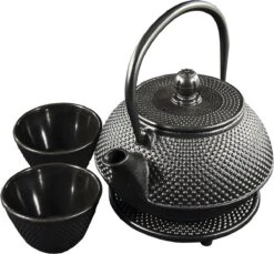 SakuraTea - Theepot Set - 4-delig - Gietijzer - Zwart - 0.8L - 2 Kopjes (100ml) -Kookgerei Koning Verkoop 1200x1113 1