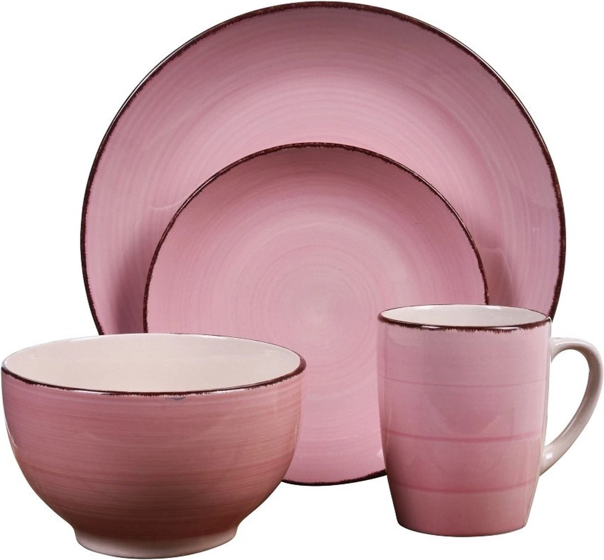 Excellent Houseware Excellent Serviesset 16 Delig - Aardewerk - Roze 3 Excellent Houseware Excellent Serviesset 16 Delig - Aardewerk - Roze - Afbeelding 3