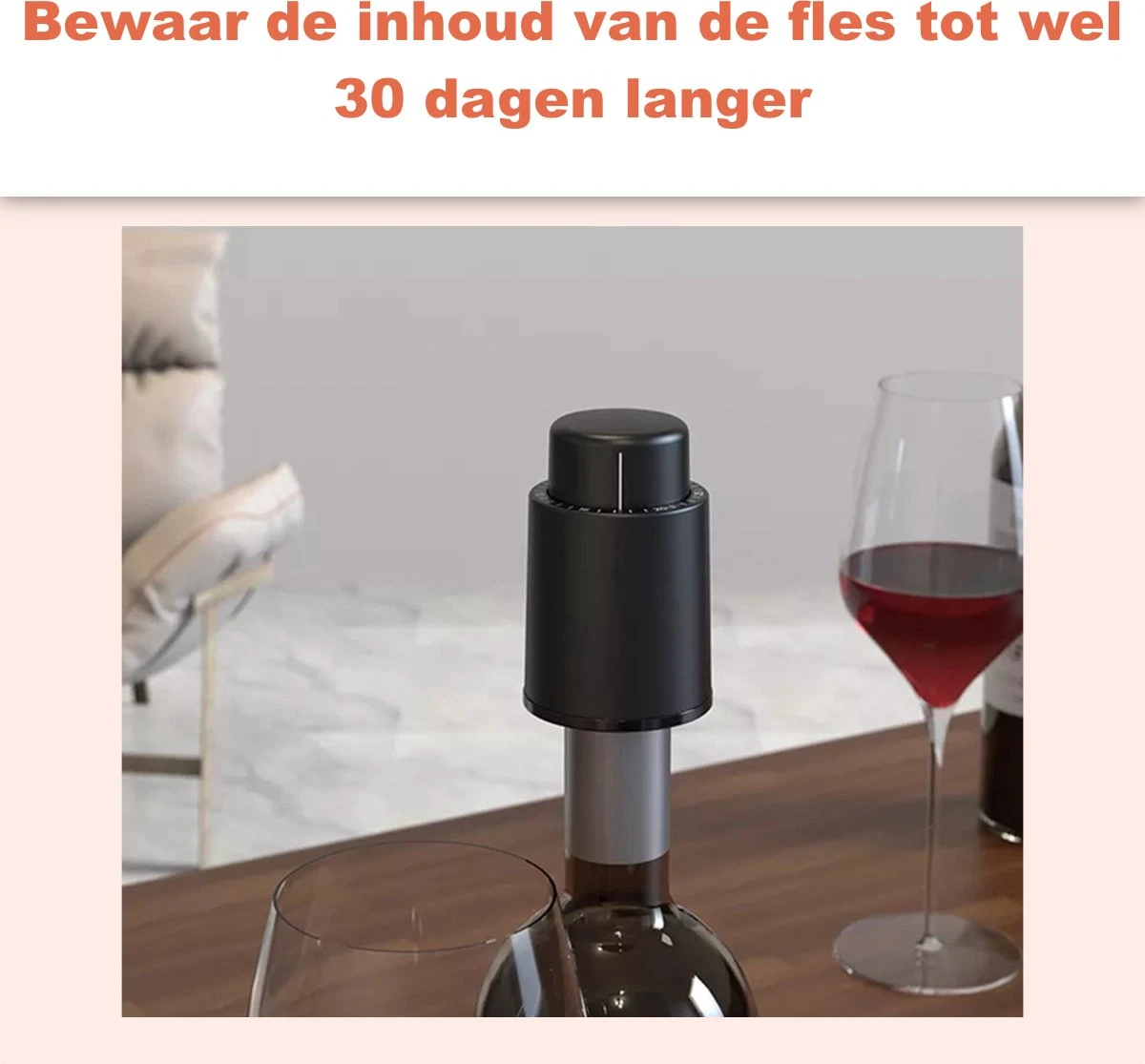 Vestifex® Wijn Vacuumpomp Met Datumschaal - Wijnstopper - Wijn Vacuüm Pomp - Champagne Stopper - Inclusief NL Handleiding 2 Vestifex® Wijn Vacuumpomp Met Datumschaal - Wijnstopper - Wijn Vacuüm Pomp - Champagne Stopper - Inclusief NL Handleiding - Afbeelding 2