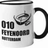 Mok Met ZWART Handvat | 010 Feyenoord Rotterdam | Met De Kuip | Mok Voor Fan |
