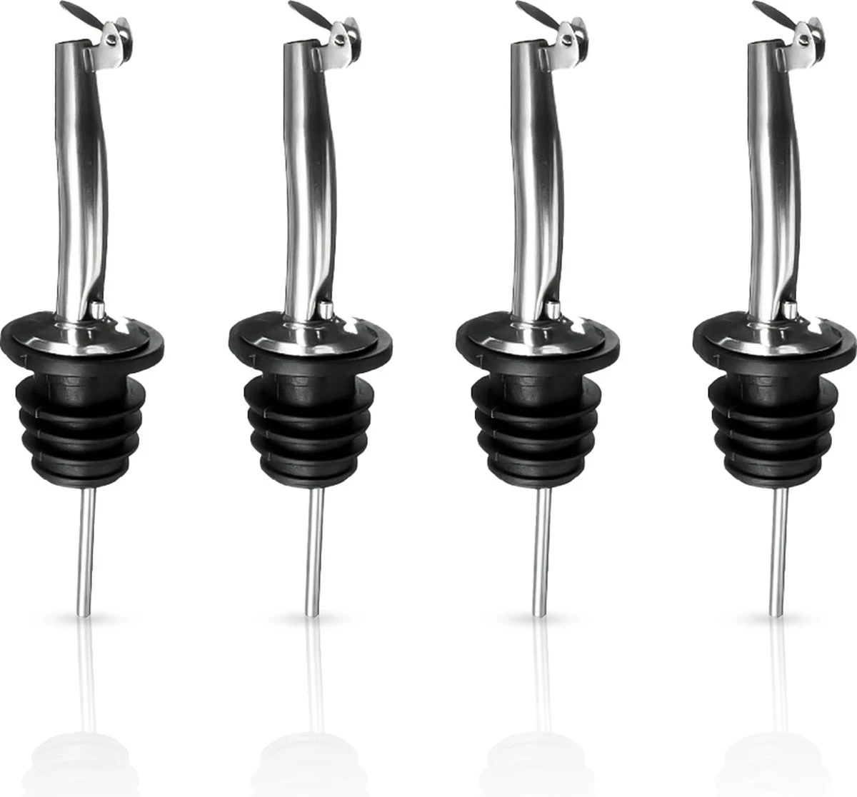 Minismus Premium Schenktuit Met Sluiting Set Van 4 - Schenkdoppen - Wijn - Fles - Cocktail - 4 Stuks 1 Minismus Premium Schenktuit Met Sluiting Set Van 4 - Schenkdoppen - Wijn - Fles - Cocktail - 4 Stuks