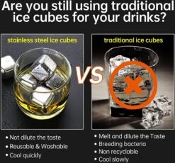 BOTC RVS Whiskey Stones Set - 9 Delig Whisky Stenen Met Ijs Tang - Herbruikbare Ijsblokjes - Metalen Ice Cubes Herbruikbaar -Kookgerei Koning Verkoop 1200x1116 14