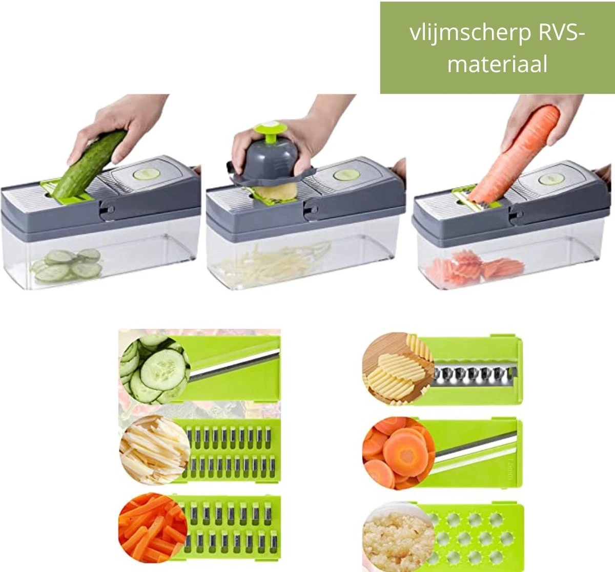 Bymouna - Groentesnijder - Uiensnijder - Spiraalsnijder - Frietsnijder - Rasp - Instelbaar - Kunststof - BPA Vrij - Mandoline Keukensnijder - Alles Snijder - Chopper - Multifunctionele Groentesnijder - 14 Delig 3 Bymouna - Groentesnijder - Uiensnijder - Spiraalsnijder - Frietsnijder - Rasp - Instelbaar - Kunststof - BPA Vrij - Mandoline Keukensnijder - Alles Snijder - Chopper - Multifunctionele Groentesnijder - 14 Delig - Afbeelding 3