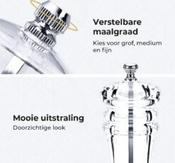 101Products Peper- & Zoutmolen Set - Acryl - Transparant - Verstelbare Maalgraad - Zeezout én Kruidenmixes 12 101Products Peper- & Zoutmolen Set - Acryl - Transparant - Verstelbare Maalgraad - Zeezout én Kruidenmixes -Kookgerei Koning Verkoop 1200x1118 4