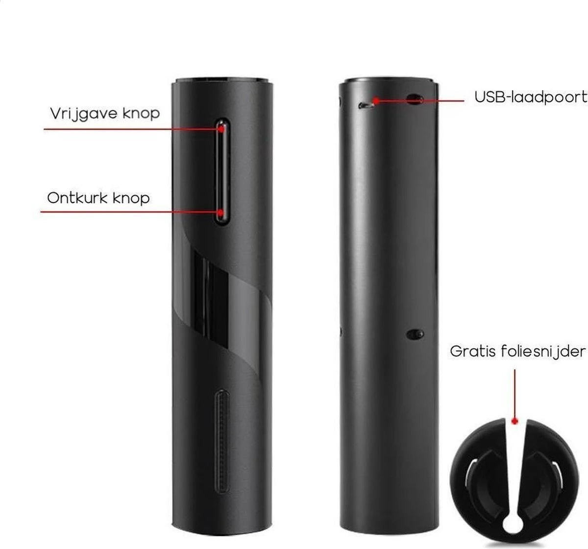 Bondoo - Elektrische Kurkentrekker Oplaadbaar - Inclusief Foliesnijder 8 Bondoo - Elektrische Kurkentrekker Oplaadbaar - Inclusief Foliesnijder - Afbeelding 8