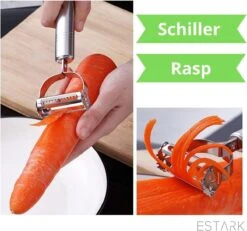 ESTARK® Dunschiller - Julienne & Groenteschiller - Groentesnijder - Uiensnijder - Spiraalsnijder - Juliennerasp - Juliennesnijder - Sliertensnijder - Multifunctionele Groenten Schiller Aardappel Schiller - Dunschiller RVS 22 ESTARK® Dunschiller - Julienne & Groenteschiller - Groentesnijder - Uiensnijder - Spiraalsnijder - Juliennerasp - Juliennesnijder - Sliertensnijder - Multifunctionele Groenten Schiller Aardappel Schiller - Dunschiller RVS -Kookgerei Koning Verkoop 1200x1123 9