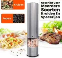 Elektrische Zout- En Pepermolen - Set 2 Stuks - RVS - Met LED-verlichting - Grofheid Verstelbaar 9 Elektrische Zout- En Pepermolen - Set 2 Stuks - RVS - Met LED-verlichting - Grofheid Verstelbaar -Kookgerei Koning Verkoop 1200x1125 12