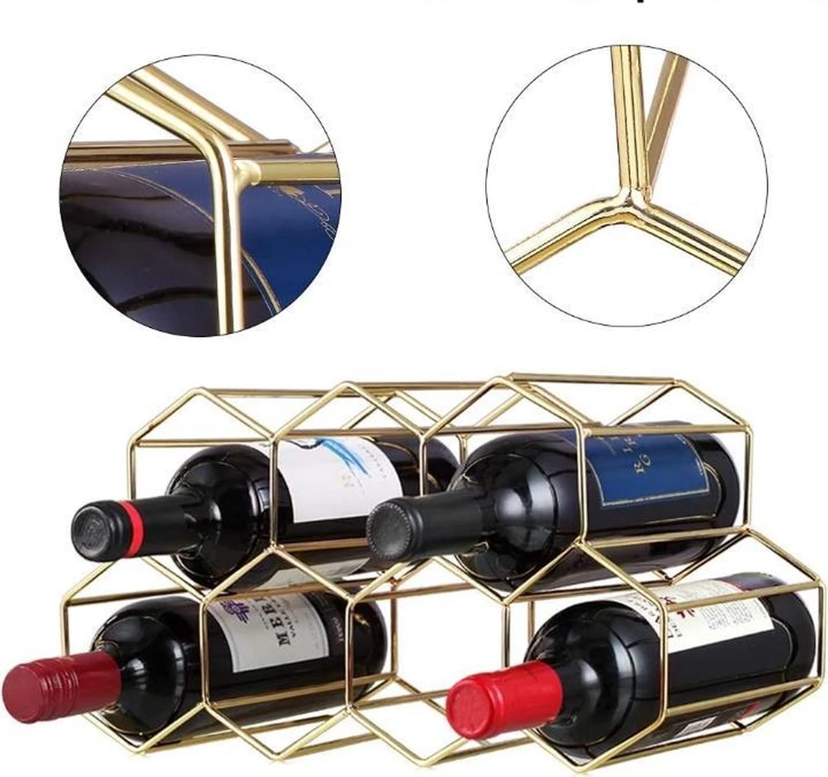 Wijnrek Hexagon 9 Flessen | Flessenrek | Wijn Accessoires | Wijnkast | Wijnrek Metaal | Wijnrekken | Wijnfleshouder | Wijnhouder | Goud 8 Wijnrek Hexagon 9 Flessen | Flessenrek | Wijn Accessoires | Wijnkast | Wijnrek Metaal | Wijnrekken | Wijnfleshouder | Wijnhouder | Goud - Afbeelding 8