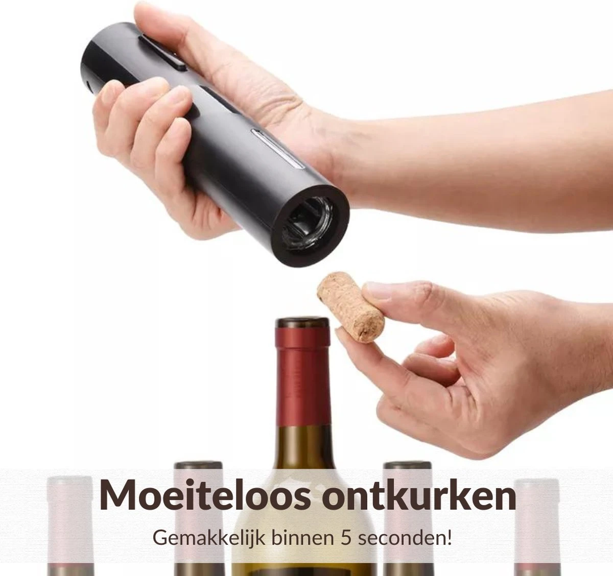 Merkloos Elektrische Kurkentrekker - Wijnopener - Luxe Set - Wijn Opener Accessoires - Kurkentrekker - Flessenopener - Wijnstopper - Foliesnijder - Complete Set 5 Merkloos Elektrische Kurkentrekker - Wijnopener - Luxe Set - Wijn Opener Accessoires - Kurkentrekker - Flessenopener - Wijnstopper - Foliesnijder - Complete Set - Afbeelding 5