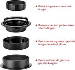 NP Goods - Hamburgerpers 3 In 1 Inclusief 100 Vellen Wax Papier - Hamburger Pers - Burger Press - BBQ Accessoires - Hamburgermaker - Kookgerei -Kookgerei Koning Verkoop 1200x1132 6