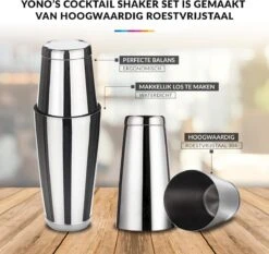 YONO Cocktail Set 10-Delig - RVS Cocktailshaker 800ml Met Bar Accessoires - Zilver -Kookgerei Koning Verkoop 1200x1133 14