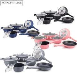 Royalty Line 10-delige Pannenset-- RVS - Gietijzer- Roze -Kookgerei Koning Verkoop 1200x1137 13