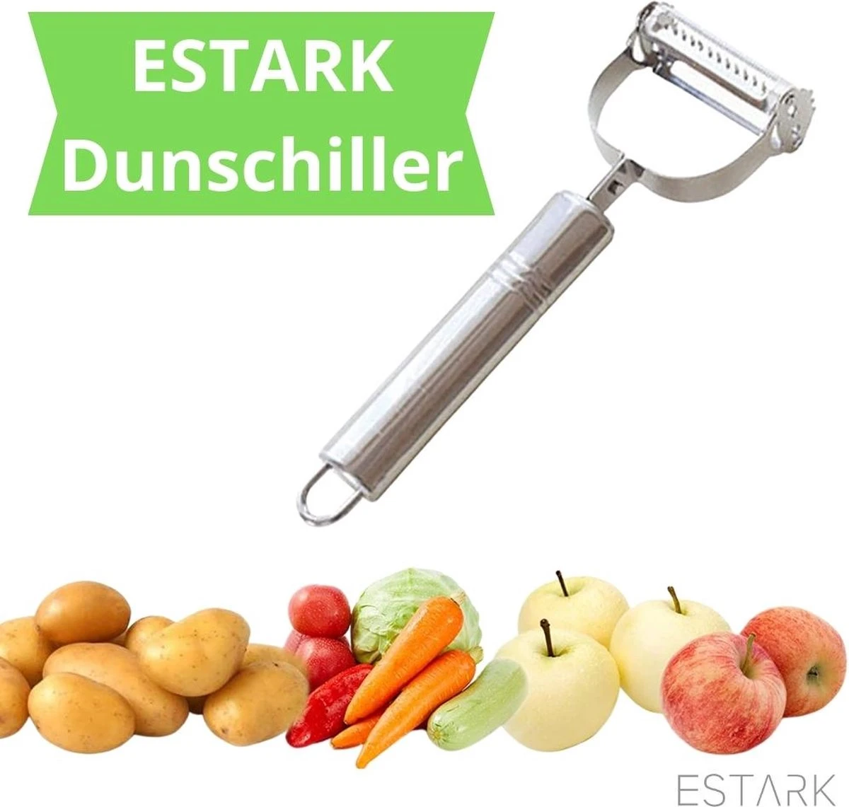 ESTARK® Dunschiller - Julienne & Groenteschiller - Groentesnijder - Uiensnijder - Spiraalsnijder - Juliennerasp - Juliennesnijder - Sliertensnijder - Multifunctionele Groenten Schiller Aardappel Schiller - Dunschiller RVS 15 ESTARK® Dunschiller - Julienne & Groenteschiller - Groentesnijder - Uiensnijder - Spiraalsnijder - Juliennerasp - Juliennesnijder - Sliertensnijder - Multifunctionele Groenten Schiller Aardappel Schiller - Dunschiller RVS - Afbeelding 15