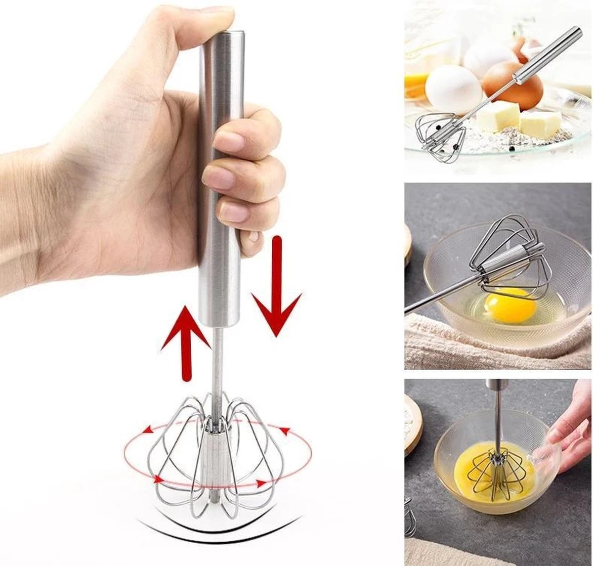 LOUZIR Semi Automatische Garde Van Roestvrij Staal - Beslag Klopper - Staafmixer - Mixer - Zilver 1 LOUZIR Semi Automatische Garde Van Roestvrij Staal - Beslag Klopper - Staafmixer - Mixer - Zilver