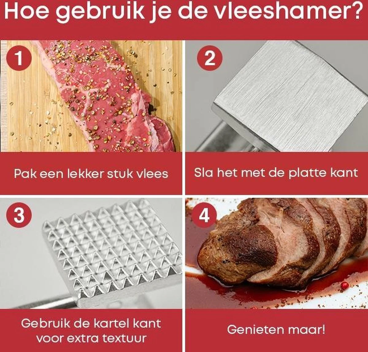 YUGN Vleeshamer Vleesvermalser - Ideaal Om Vlees Mals Te Krijgen - Meat Tenderizer Vleespletter - Barbecue Tip - Barbeque BBQ Accesoires - Cadeau Tip 2 YUGN Vleeshamer Vleesvermalser - Ideaal Om Vlees Mals Te Krijgen - Meat Tenderizer Vleespletter - Barbecue Tip - Barbeque BBQ Accesoires - Cadeau Tip - Afbeelding 2