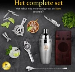 Bar Dedicated - Cocktail Shaker Luxe - Cocktail Set 750 ML - Inclusief Nederlandstalig Receptenboek - Pasen -Kookgerei Koning Verkoop 1200x1147 14
