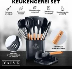 VAIVE Kookgerei Set 13-delig Met Houder - Keukengerei Set - Garde - Spatel Silicone -Kookgerei Koning Verkoop 1200x1151 21