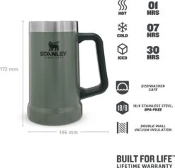 Stanley The Big Grip Beer Stein 0,7L - Beker - Hammertone Green -Kookgerei Koning Verkoop 1200x1154 1