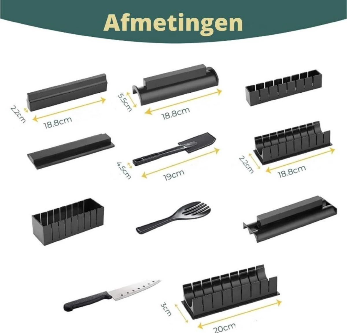 Merkloos Sushi Sushi Servies - Sushi Go - Sushi Set - Sushi Maker - Sushi Kit - Incl Sushi Roller 3 Merkloos Sushi Sushi Servies - Sushi Go - Sushi Set - Sushi Maker - Sushi Kit - Incl Sushi Roller - Afbeelding 3