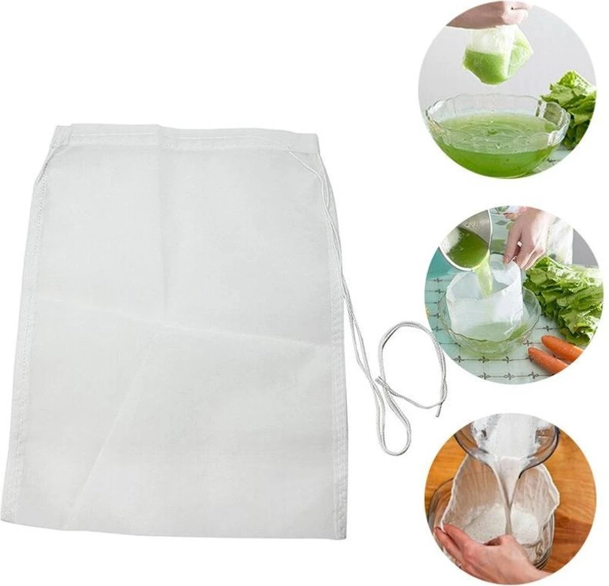 Kaasdoek - Passeerdoek - Neteldoek - Passeerzeef - Notenmelkzak - Zeefdoek - 200 Mesh - 20x30 Cm 1 Kaasdoek - Passeerdoek - Neteldoek - Passeerzeef - Notenmelkzak - Zeefdoek - 200 Mesh - 20x30 Cm