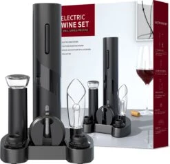 Luxe Elektrische Kurkentrekker Set - Elektrische Kurkentrekker Wijn - Elektrische Wijnopener - Wijnset - Wijn Accessoires - Kurkentrekker - Elektrische Kurkentrekker Set - Elektrische Kurkentrekker Oplaadbaar