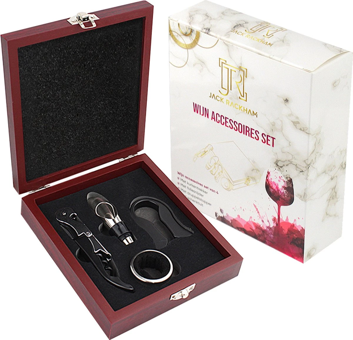 Wijnset - Wijn Accessoires - Geschenkset - Kurkentrekker - Druppelstopper - Wijnopener - Foliesnijder - Jack Rackham 9 Wijnset - Wijn Accessoires - Geschenkset - Kurkentrekker - Druppelstopper - Wijnopener - Foliesnijder - Jack Rackham - Afbeelding 9