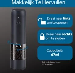 GOV Elektrische Peper- En Zoutmolen Zwart XL Set Oplaadbaar - Pepermolen - Peper En Zoutstel -Kookgerei Koning Verkoop 1200x1156 5